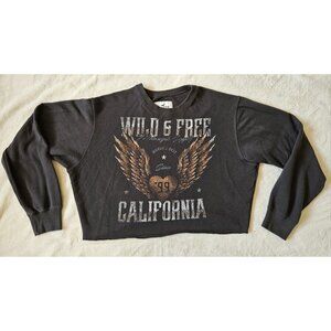 Hollister Cropped Sweatshirt Womens MEDIUM Pullover Long Sleeve Wild & Free